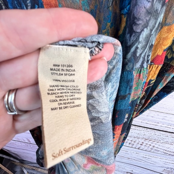 Soft Surroundings Floral Patchwork Maxi Dress 2X V-Neck Tiered Boho Peasant - Picture 6 of 13